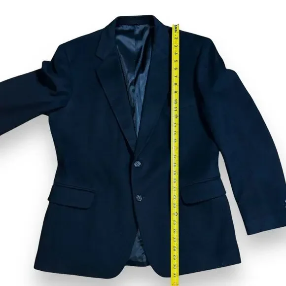 Vintage Stripling & Cox Blazer Black Cashmere and Wool 2 Button Tailored ~Sz 44